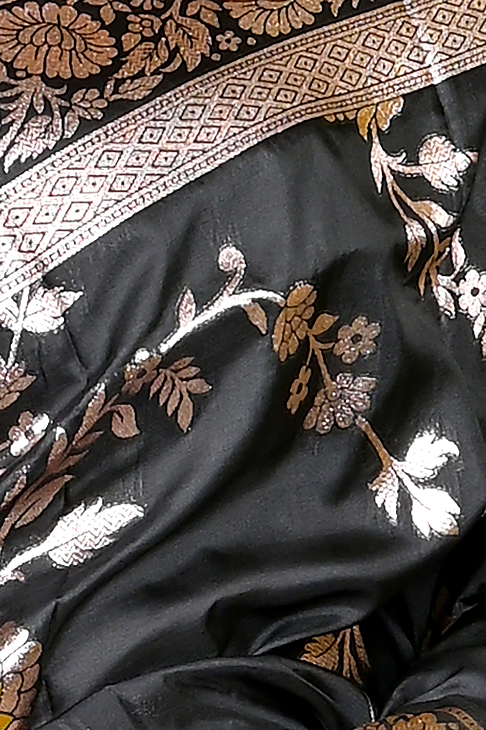 Black Cotton Silk Parosha Kathan Saree (510)